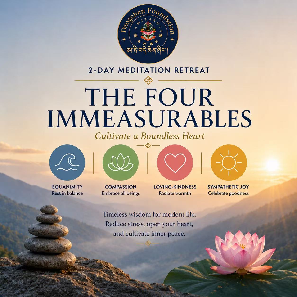 The Four Immeasurables Meditation Retreat Flyer