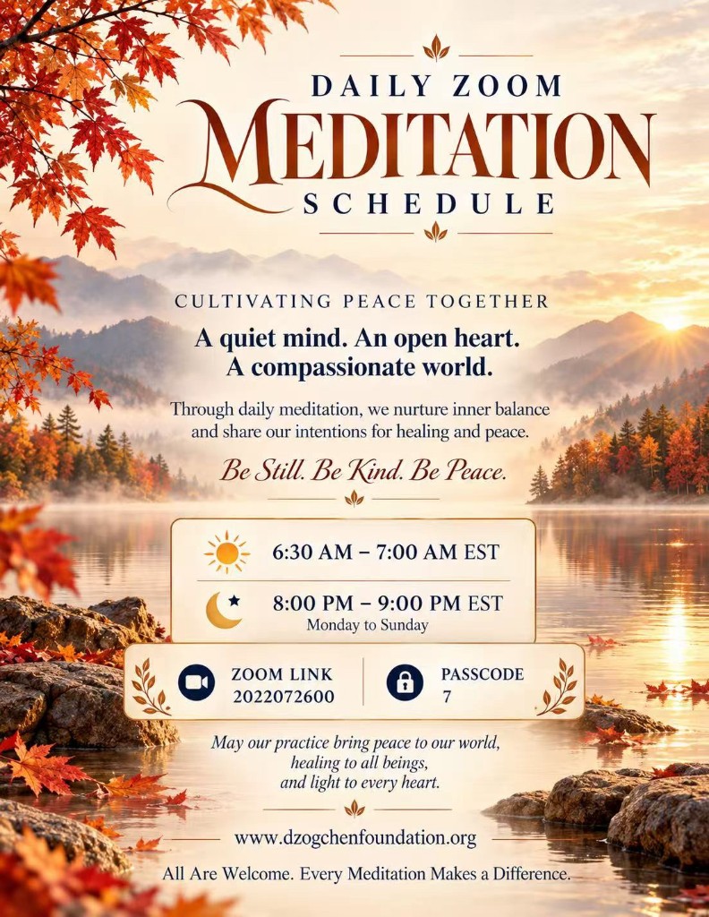 Daily Zoom Meditation Schedule flyer
